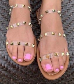 Summer sandals Clear straps w/Gold Studs