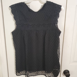 Poppy brand - sleeveless ruffle black baby doll top