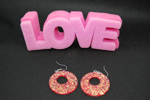 Neon Pink large circle earrings