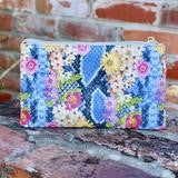 Liz Custom crossbody handbag - snake floral blue