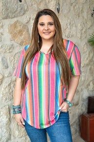 L&B brand fuschia serape style top