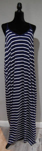 Navy and white striped Maxi Dress with adjustable straps